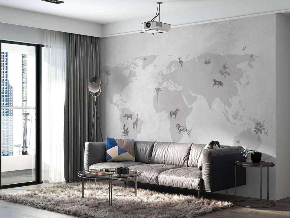 Verdenskart skisse grå